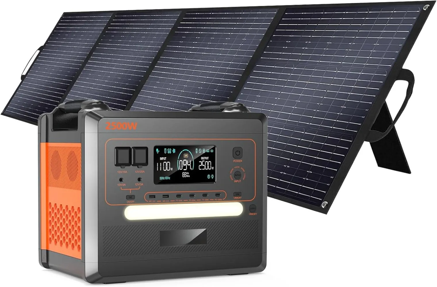 2500W/2304Wh Portable Power Station, Solar Generator with 200W Solar Panel, Large Capacity Power Supply, 2
