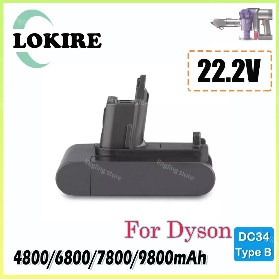 Per Dyson Dc31 Dc34 Dc35 Dc44 Dc45 Dc46 Dc55 Dc56D57 Aspirapolvere 4800/6800/7800/9800Mah (Tipo-B) Batteria Al Litio Ricaricabile
