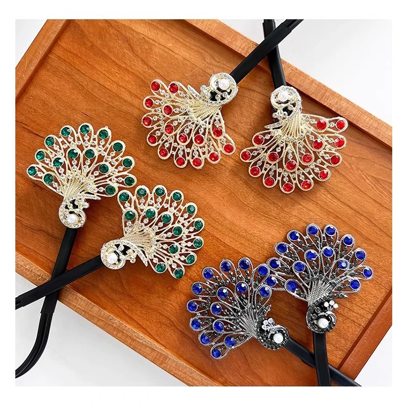 헤어 클립 클로 헤어핀 고급 볼 헤드 새로운 우아한 헤어 액세서리 중국 스타일 공작새 트위스트 클립 헤어핀 여성용