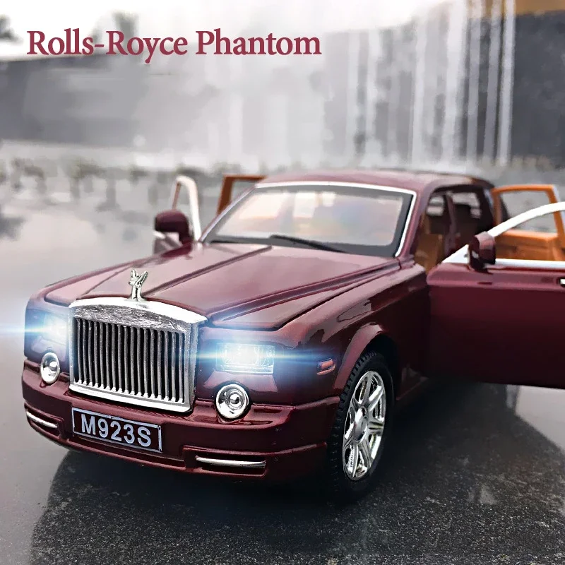 1/24 Lega Modello Di Auto Giocattoli Rolls Royce Phantom Metal Diecast Alta Simulazione Limousine Sound Light Toys Collezione Di Regali Per Bambini
