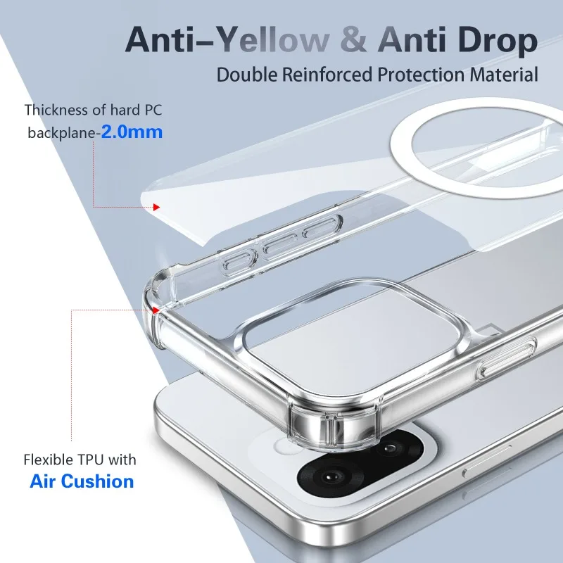 Magnetic Transparent Shockproof Acrylic Phone Case with Skin Feel