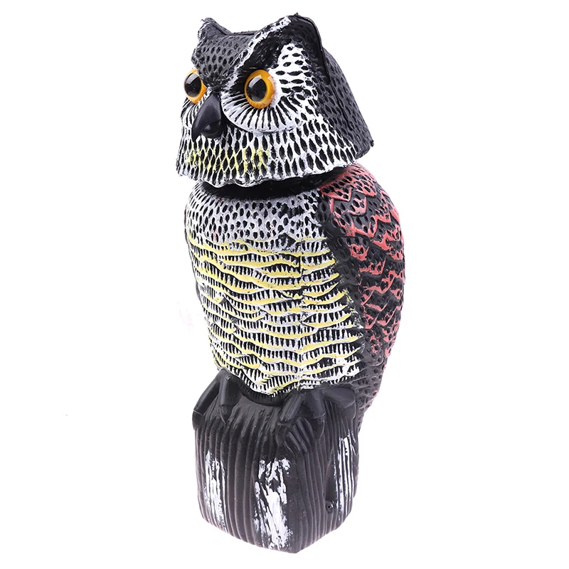 1PCS Realistic Bird Scarer Rotating Head Sound Owl Prowler Decoy Protection Repellent Garden Ornament