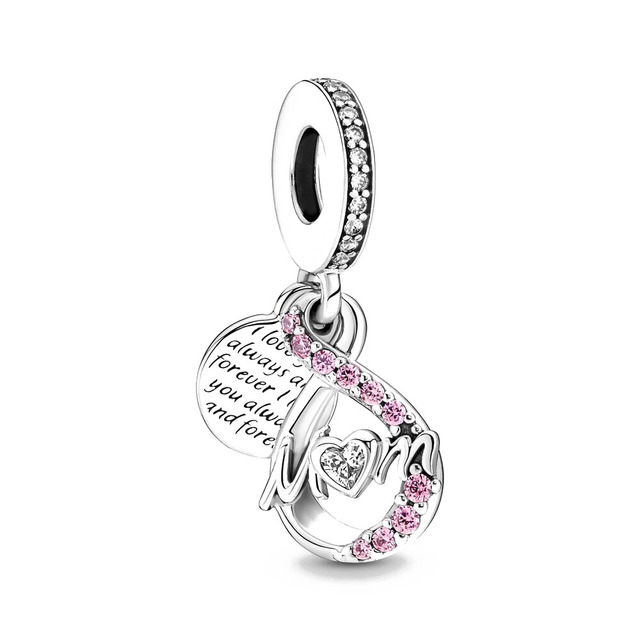 925 Sterling Silver Mother's Day Gift Mom Heart Lock Dangle Diy Fine Beads Fit Pandora Charms Jewerly Bracelet Accessories