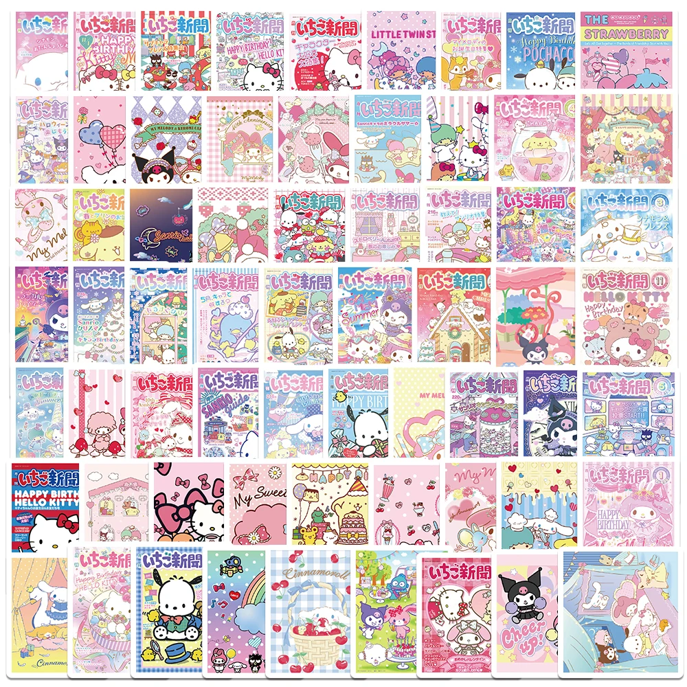 65/127pcs Sanrio Magazine Cover Mini Poster Stickers Hello Kitty Cinnamoroll Kuromi Melody DIY Fridge Phone Scrapbook Girl Decal hello kitty stickers