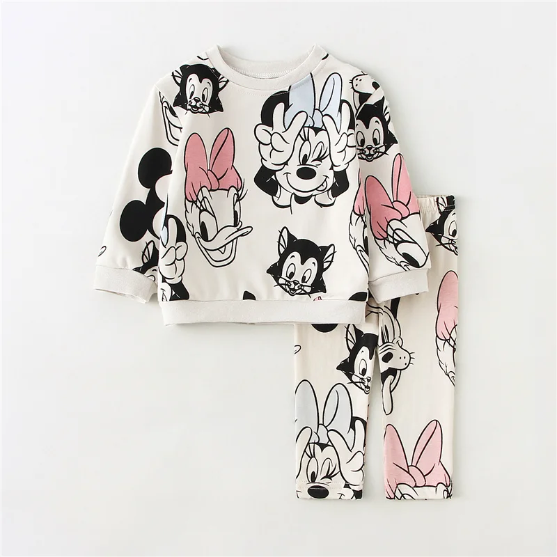 Kids Baby Girl Spring Autumn Clothes Sets Cute Minnie Print Sweatshirt+Pants 2Pcs Casual Long Sleeve Outfits 2