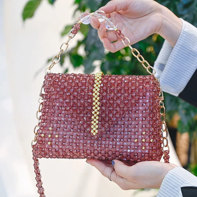 

Unique Design Handmade Beaded Bag Clutches Crossbody Shoulder Customizable Ladies Pures Summer Party Beach Wedding Evening