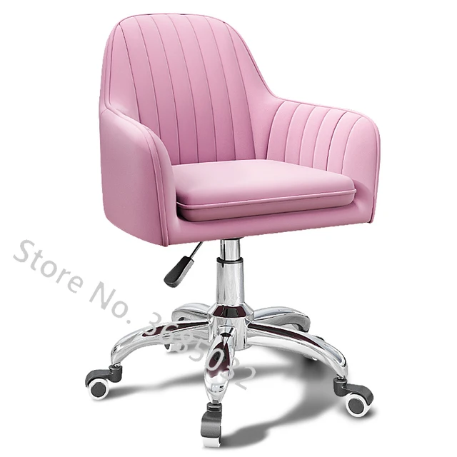 Silla de escritorio de cuero PU nórdico, muebles de oficina, sillón rosa,  silla giratoria de elevación, silla de juegos púrpura, silla de computadora  de maquillaje - AliExpress