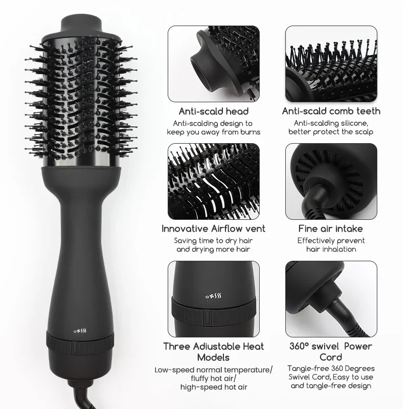 Cheap Price Manufacturer Multi Electric Brushes Professional Hot Air Combs Hair Dryer Brushes Straightener Comb Brush 3