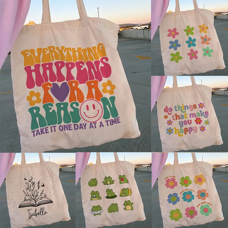

Women Shoulder Bags Shopping Tote Aesthetic Canvas Girl Handbag Shopper Lady Eco Large Capacity Travel Beach School Bag Trendy