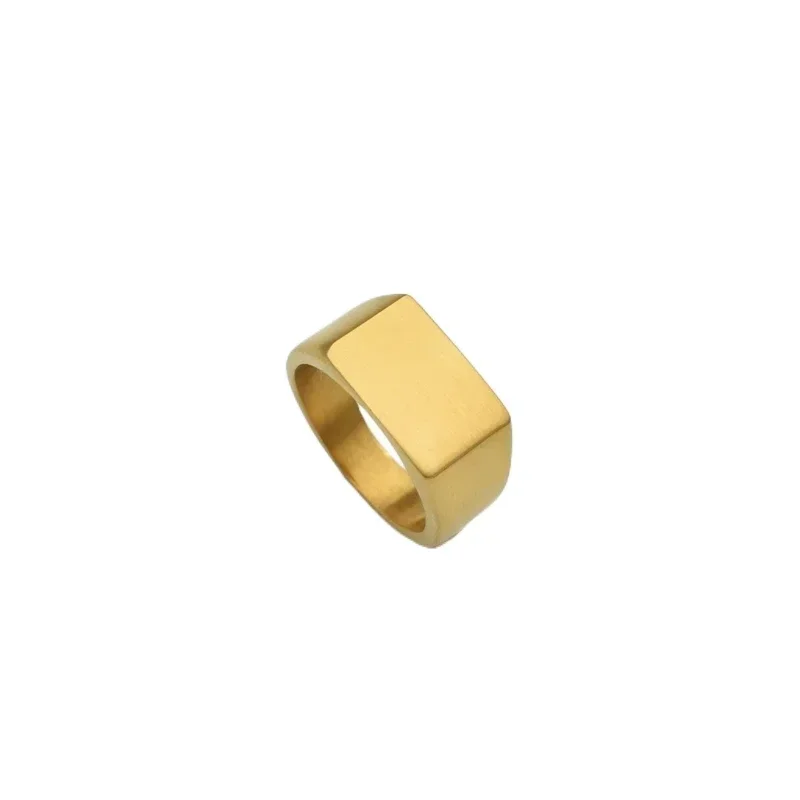 Square Band Flat Top Signet Ring Frosted Gold/Silver Color Stainless Steel Vintage Rustic Women Men Jewelry stainless steel rings minimalist ring