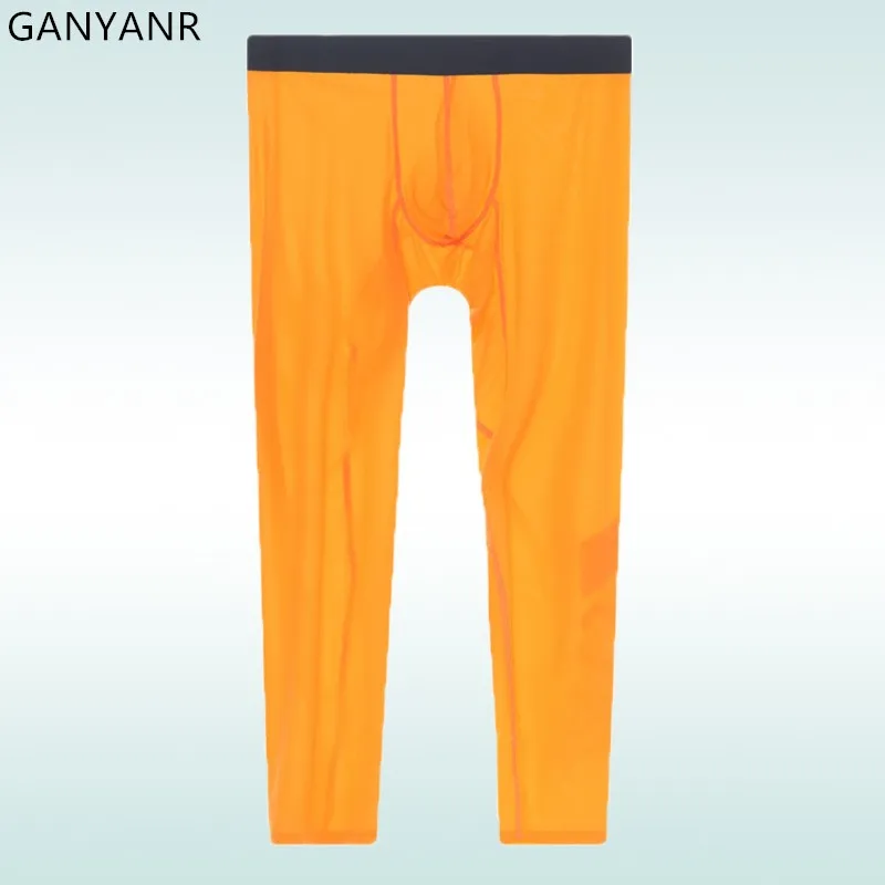 GANYANR Running Tights Men's Leggings Sportswear Compression Pants Basketball Fitness Long Gymwear Marathon Gym Workout Trousers