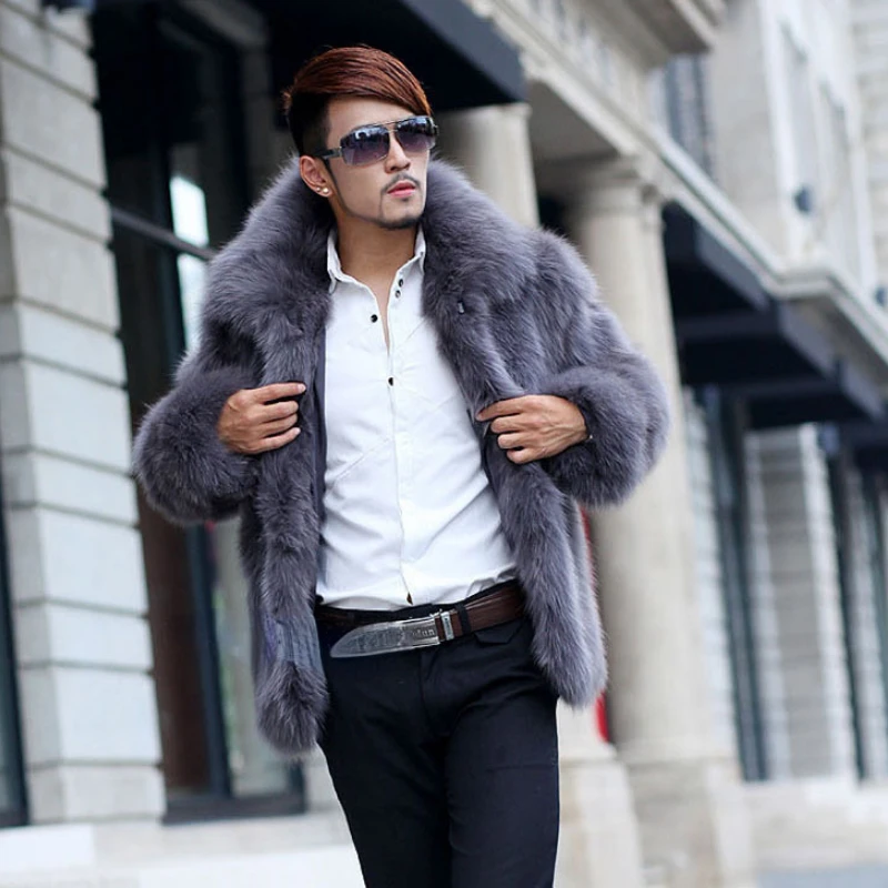 Men Faux Fur Coat Winter Thick Warm Long Sleeve Windbreaker Luxury Brand Men's Clothing Fur Coats