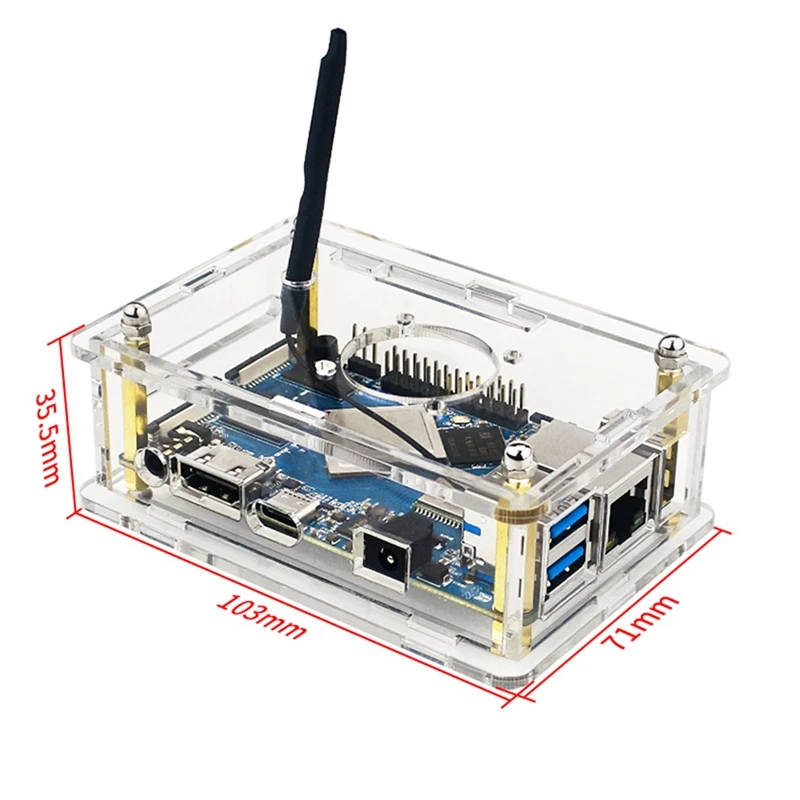 Orange Pi 4 LTS 아크릴 케이스 투명 투명 박스, 선풍기 스크루 드라이버 포함, Orange Pi 4 LTS OPI 4LTS