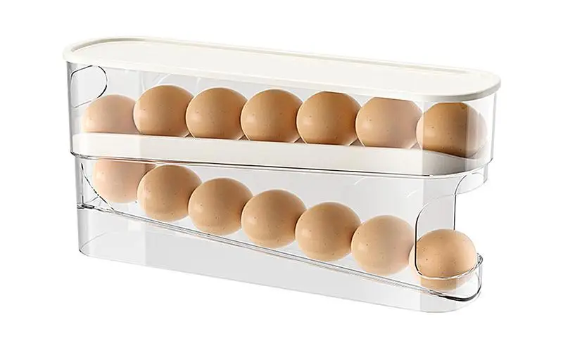 

Double Layer Egg Storage Box Stackable Rolldown Egg Rack Holder 12 Grid Egg Storage Container For Refrigerator Home Kitchen tool