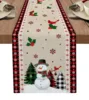 Merry Christmas Tree Ball Linen Table Runners Holiday Party Decor Reusable Dining Wedding Navidad Decorations 6