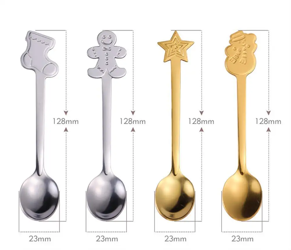 Description Picture 2 of item5/1PCS Christmas Coffee Spoon & Fork Sets Coffee Stirring Spoon Creative Dessert Tea Spoon Shovel Christmas Gift Box