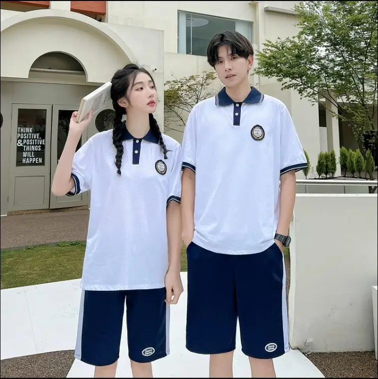 College Style Short Sleeve Graduation Uniform for Middle School Sports Meet