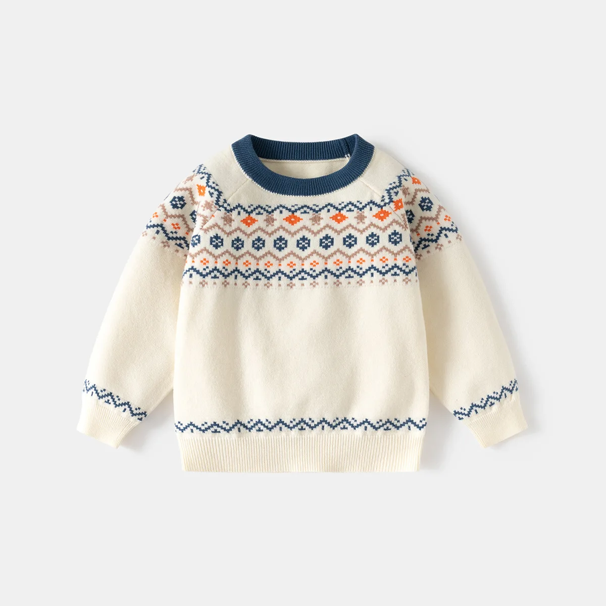 2026 봄 신상품 소년 라운드 넥 스웨터 세련된 니트웨어 아동용 면 혼방 탑 캐주얼웨어