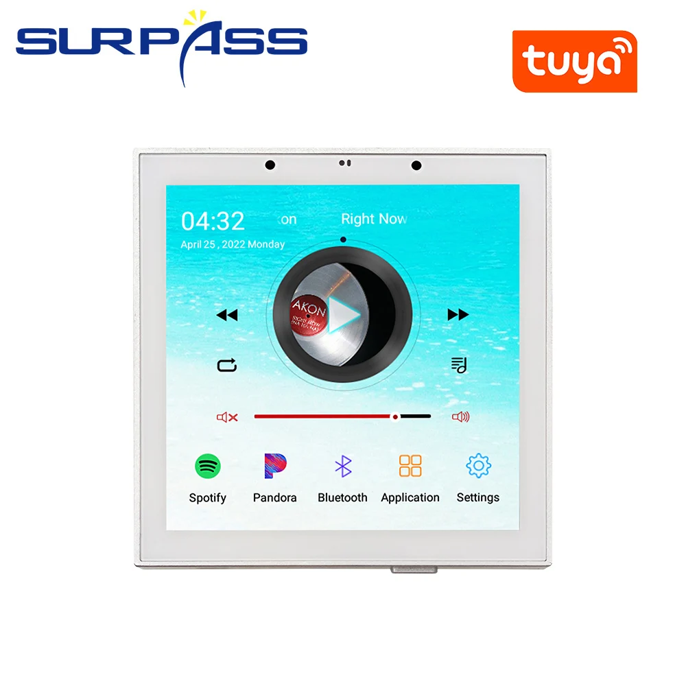 TUYA Amplificadores Audio Smart Home Theater WiFi Bluetooth Android 8 System Mini Wall Power Amplifier Touch Screen Music Player 