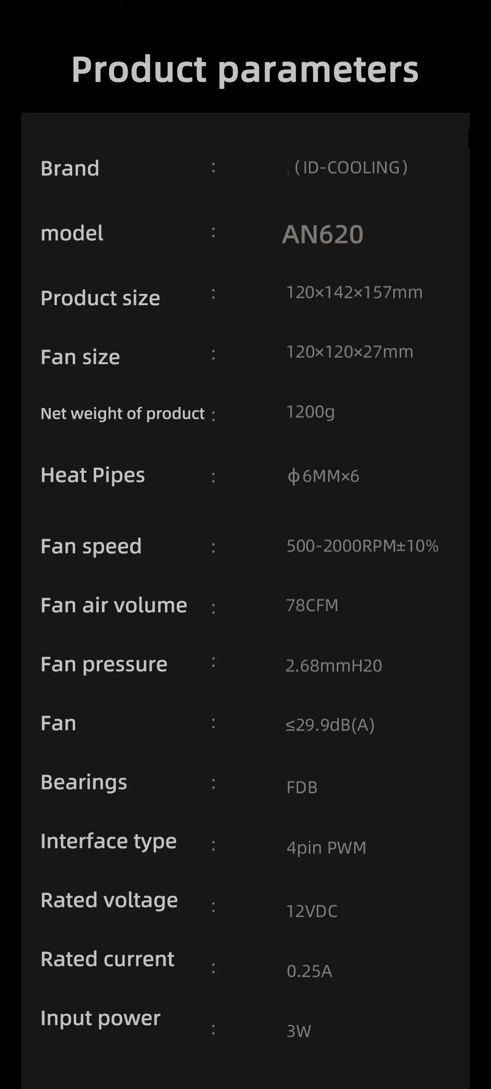 ID-COOLING Dual-Tower 6 Heat Pipes CPU Cooler Dual Cooling Fans High-Performance