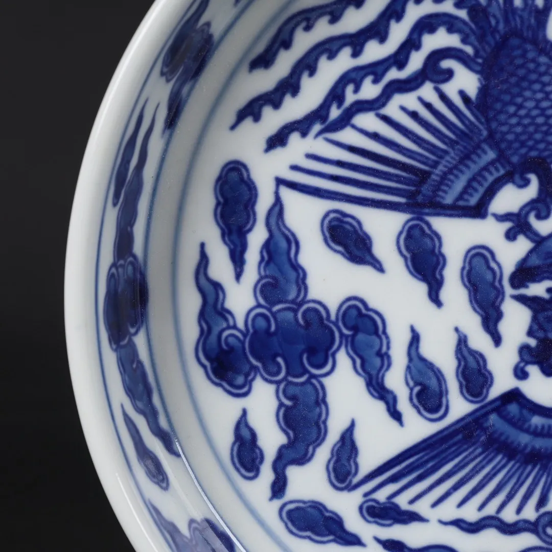 Chinese Ceramic Appreciation Plate Decorative Plates For Home Decoration And Accessories Jingdezhen Blue And White Phoenix Plate 4