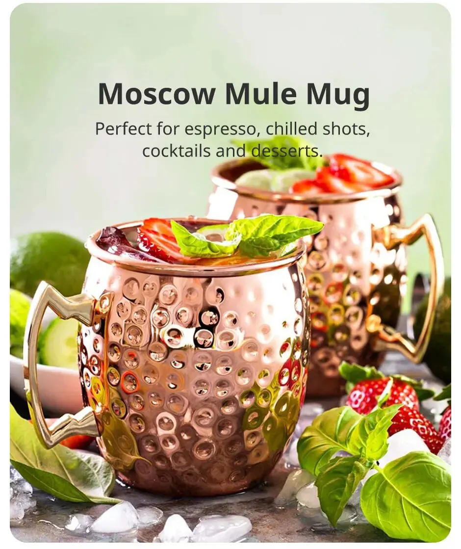 Description Picture 3 of itemCreative Stainless Steel Hammered Point Cocktail Mug, Non-Slip with Gold Handle Drum Mug for Home and Bar Drinking Mule Mugs