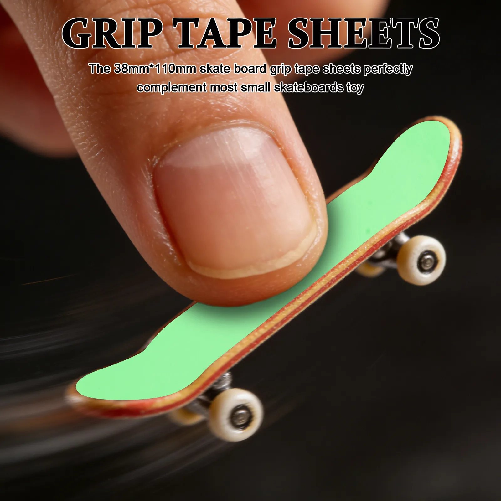 4Pcs 어둠 속에서 빛나는 형광 라이트 그린 핑거보드 그립 테이프 38Mm X 110Mm 어린이를 위한 미끄럼 방지 스케이트보드 테이프 시트