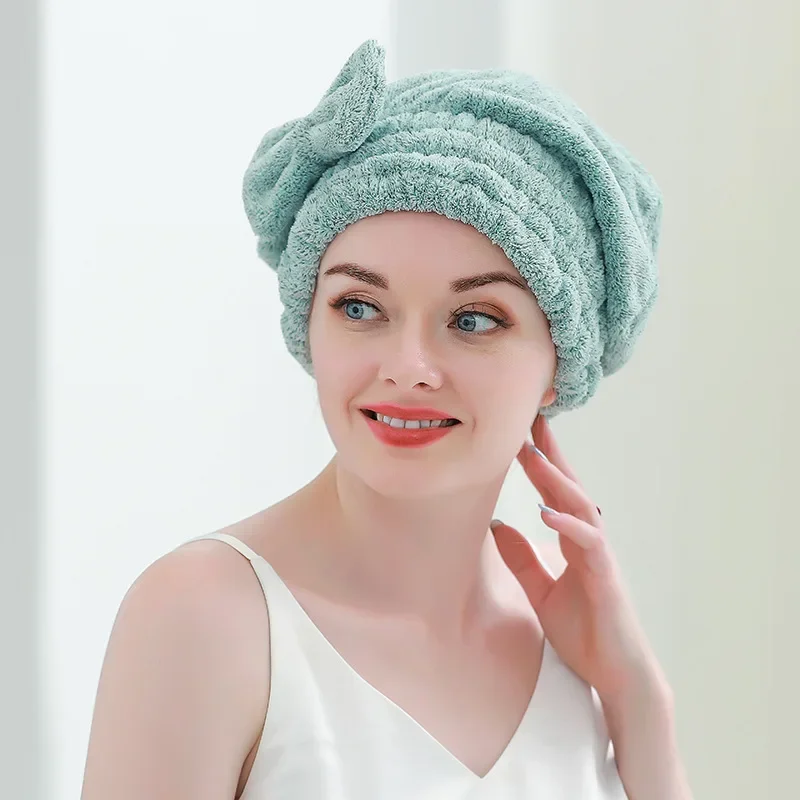 Bambusowa owijka ręcznik do włosów, z mikrofibry do włosów suszenie Turban prysznicowy z kokardą, chłonne szybkie suche włosy ręcznik do włosów s dla kobiet przeciw puszeniu się