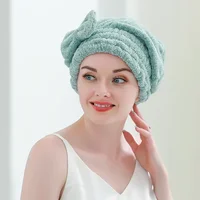 Bamboo Hair Towel Wrap,Microfiber Hair Drying Shower Turban with Bowknot,Absorbent Quick Dry Hair Towels for Women Anti Frizz 2