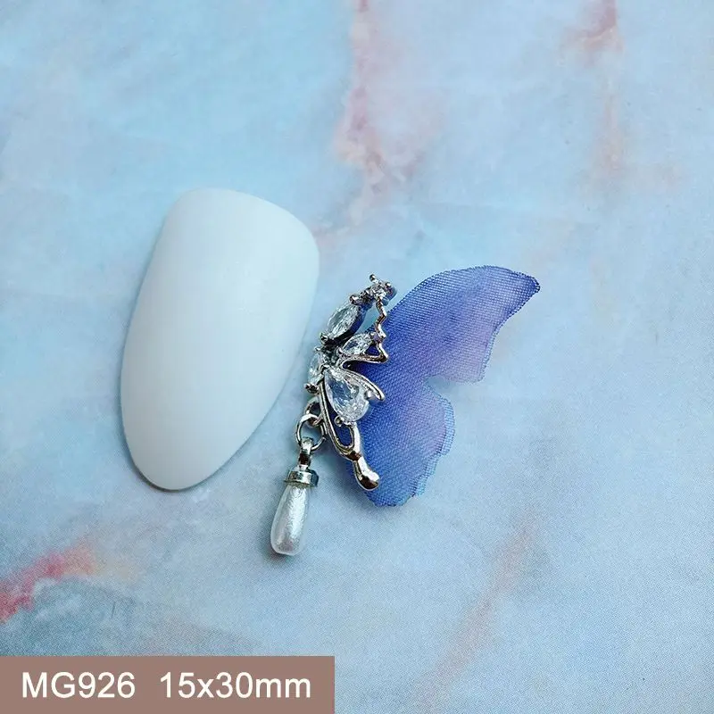 10 stücke Luxus Spitze Schmetterling Anhänger Zirkon Kristalle Metall Nägel Schmuck Dekorationen Nail Art Zubehör Charms Teile Lieferungen – Detail 38