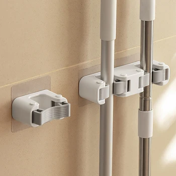 Versatile Wall Mount Mop Holder for Cleaning Tools