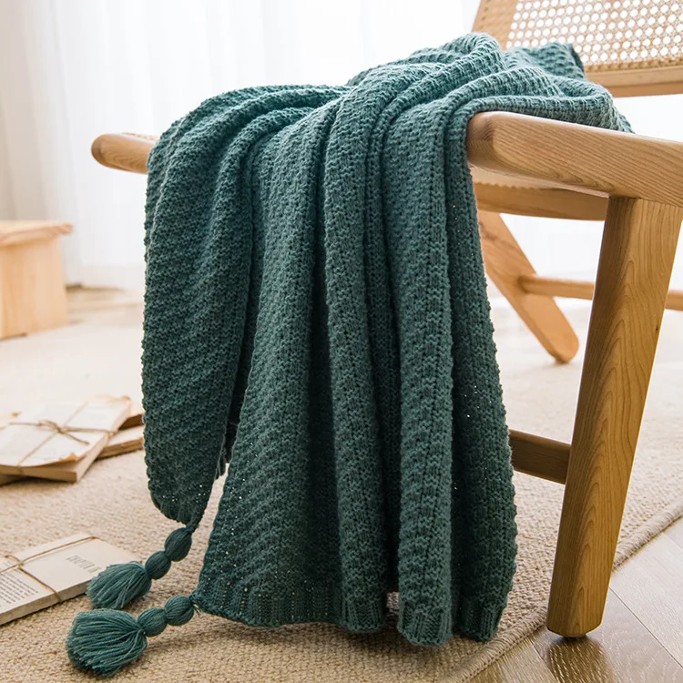 Handmade Blanket Casual Lunch Break Office Fringe Sofa Blanket Simple Bed Flag Bed Tail Blanket 3