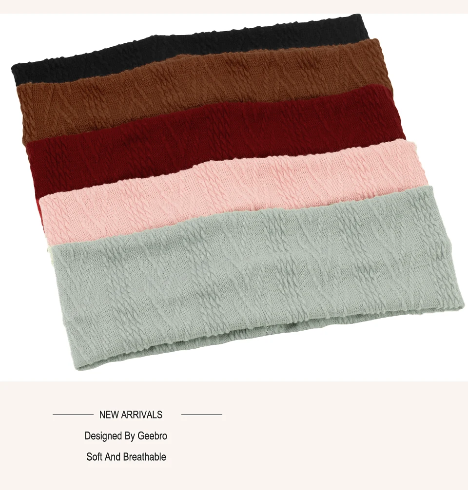 Geebro Frauen Pfeil Muster Gestrickte Stirnbänder Slouchy Turban Mode Haarband Elastische Weiche Headdres Dame Haar Zubehör – Detail 7