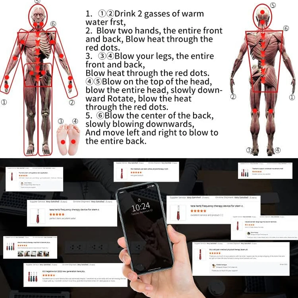 Terahertz-terapiapparat Ljusvågspulsmassage Elektrisk värmeterapi Handmeridianmassage Kristallslang_voghion.com