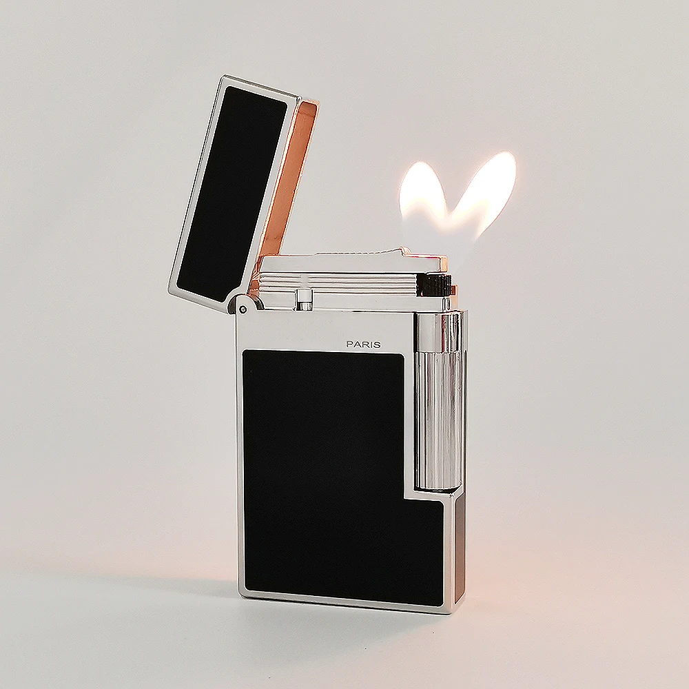 Vintage Gas Lighters Metal Lacquer Double Flame Tobacco Smoking Cigarette Tools Ciger Accessories Men Father Birthday Gifts 4