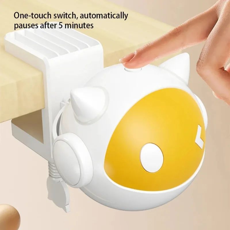Interactive Electric Cat Toy with Replaceable Hair Ball Yellow Ball  Auto-Off Timer and Clip-On Design for Desktop or Cat Tree