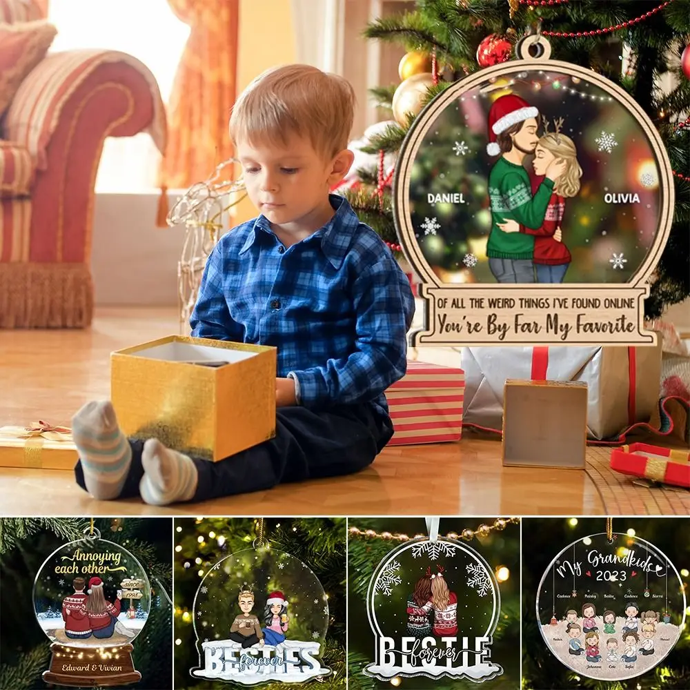 

Акриловые рождественские украшения, подвески, креативные рождественские товары, плоские подвесные украшения, рождественские украшения, подарки, 1 шт.