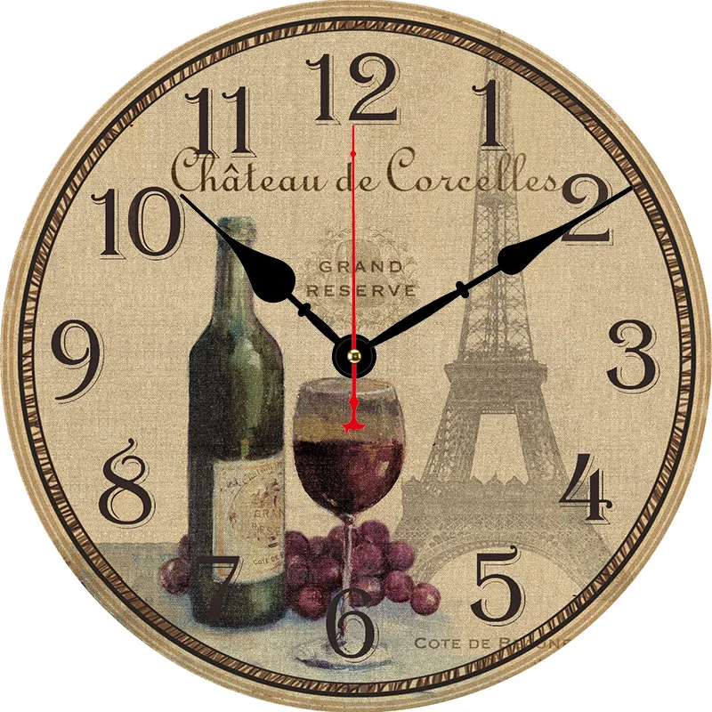 Large Retro Paris Eiffel Tower Round Wall Clock Color:Z10313;Sheet Size:14inch(34CM)