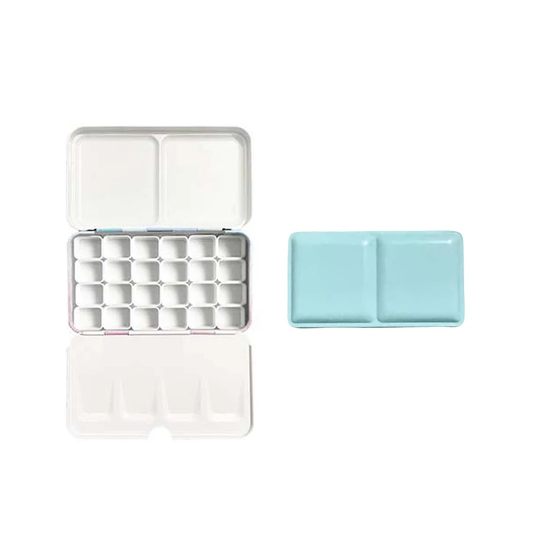Portable Empty Watercolor Palette Storage Iron Tin Box Paint Tray 24 Half Pans For Painting Art Supplies paint tray color palette watercolor palette