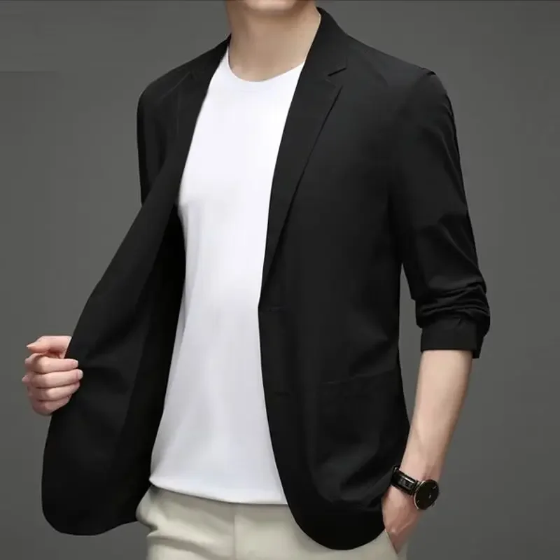 Casual Business Fashion Suit Jacket Autumn Slim Fit Western Style Men's Clothes For Middle-aged Men Smooths Silhouette