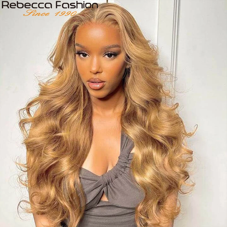 Rebecca 1/3/4 #27 Brown Blonde Body Wave Human Hair Bundles  Brazilian Hair Weave Bundles Remy Human Hair Extensions 10" to 26" images - 6