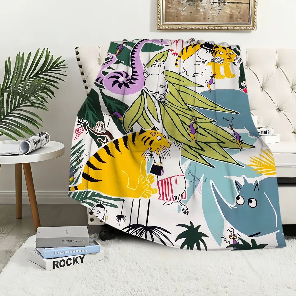 Cartoon Cute M-Moomins-Hippo Blanket Plush Nap Sofa rug for Living Room Warm Office Bedroom Birthday Home Travel Kid Gifts 2