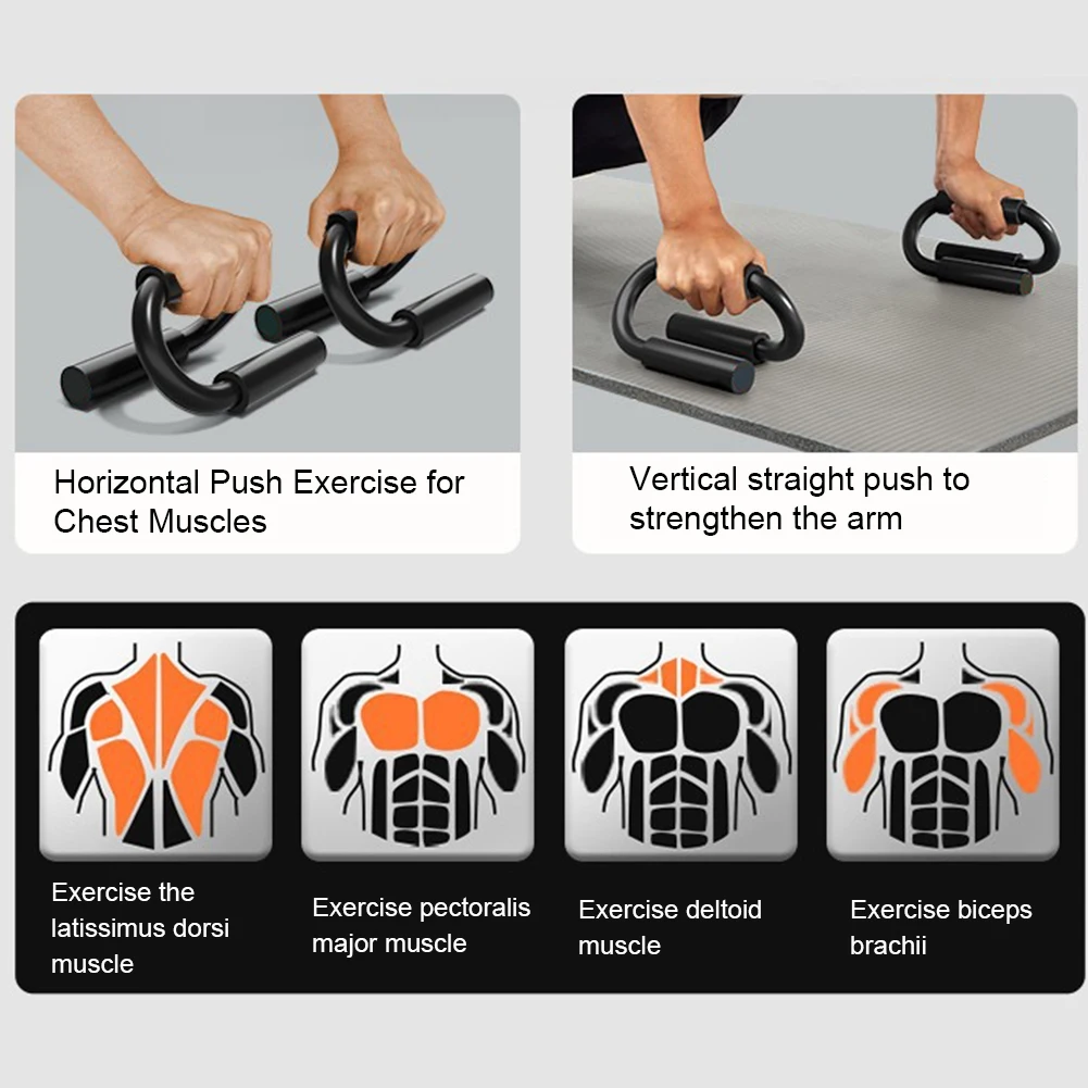 S Shape Push Up Stands Bar Foam Handles Chest Fitness Equipment Anti Slip Home Fitness Chest Training Equipment