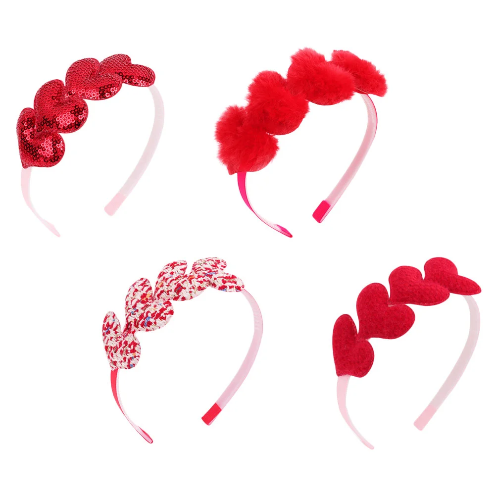 

4 PCS Valentine's Day Headband Girls Valentines Gifts Flash Hair Accessories Sponge