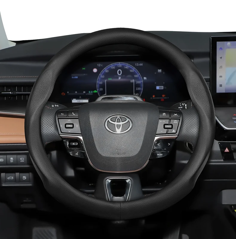 Für Toyota 37–38,5 cm runde Lenkradabdeckung, ultradünnes Mikrofaser-Leder, CHR RAV4 Yaris Auris Corolla Avensis Camry Sienna – Detail 12