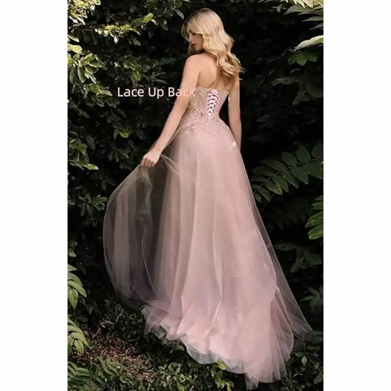 Women Prom Dresses Sweetheart 3D Appliques Long Formal Evening Ball Gowns with Slit