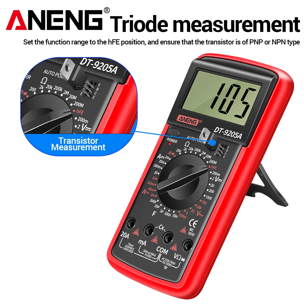Digital Professional Multimeter ANENG DT9205A 1999 Counts True RMS AC/DC Transistor Voltage Tester Auto Range Multimetro Tool