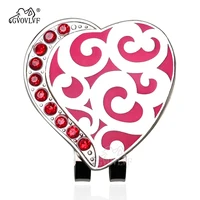 1 piece New Golf LOVE ball Markers Magnetic Hat Clips with Bling Bling Golf Bag Accessories Gift for Women Golfers Pink 1