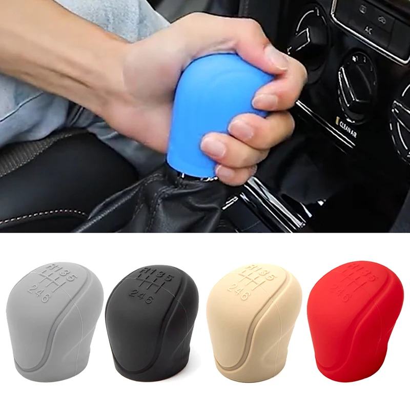 1 Pcs Car Silicone Gearshift Knob Cover Universal Manual 6 Gear Knob Cover Anti-skid Knob Protector Car Interior Accessories