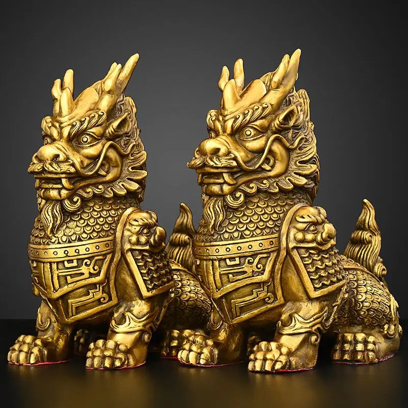 

1pair Pure Copper Unicorn Ornaments Home Office Desk Entrance Home Decoration Crafts